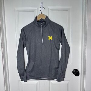 Knights Apparel Michigan Wolverines Womens Small Gray Quarter Zip Pullover Logo